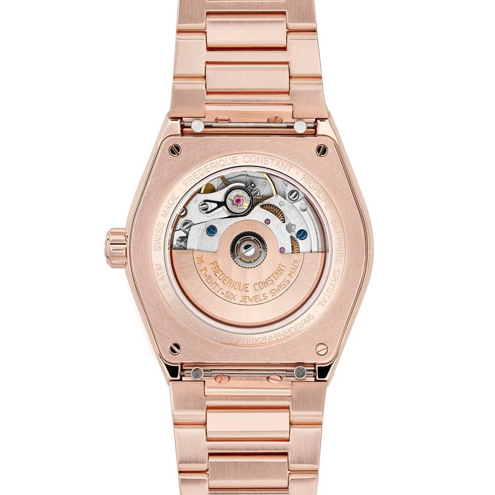 商品Frederique Constant|Women's Swiss Automatic Highlife Diamond (1/20 ct. t.w.) Rose Gold-Tone Stainless Steel Bracelet Watch 34mm,价格¥33641,第3张图片详细描述