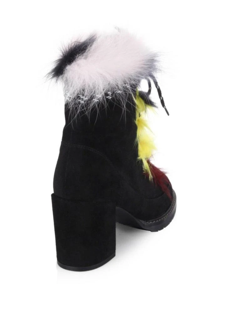 商品Stuart Weitzman|Yukon Fur & Suede Block Heel Booties,价格¥1795,第2张图片详细描述