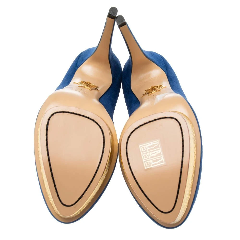 Charlotte Olympia Blue Suede Dolly Platform Pumps Size 41 商品