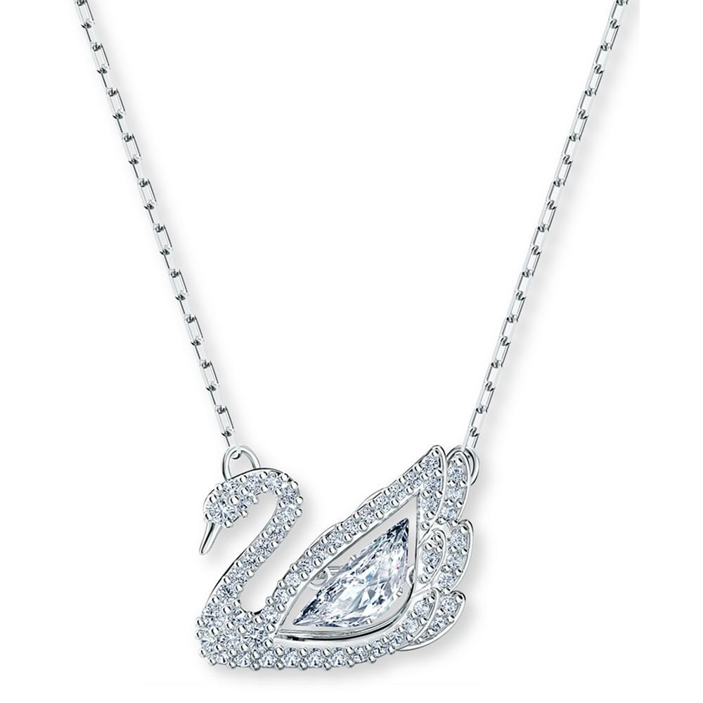 商品Swarovski|Silver-Tone Dancing Swan Crystal Pendant Necklace, 15" + 2" extender,价格¥1369,第1张图片