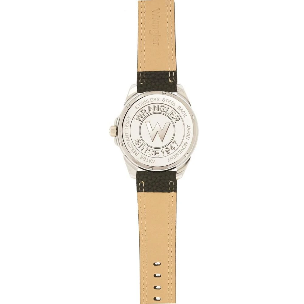 商品Wrangler|Men's Watch, 46MM Silver Colored Case with Embossed Arabic Numerals on Bezel, Black Sunray Dial, with Silver Index Markers, Analog Watch with Black Strap,价格¥415,第4张图片详细描述