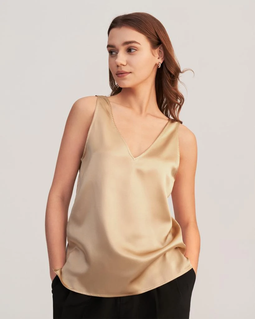V-Neck Sleeveless Silk Tank Top 商品