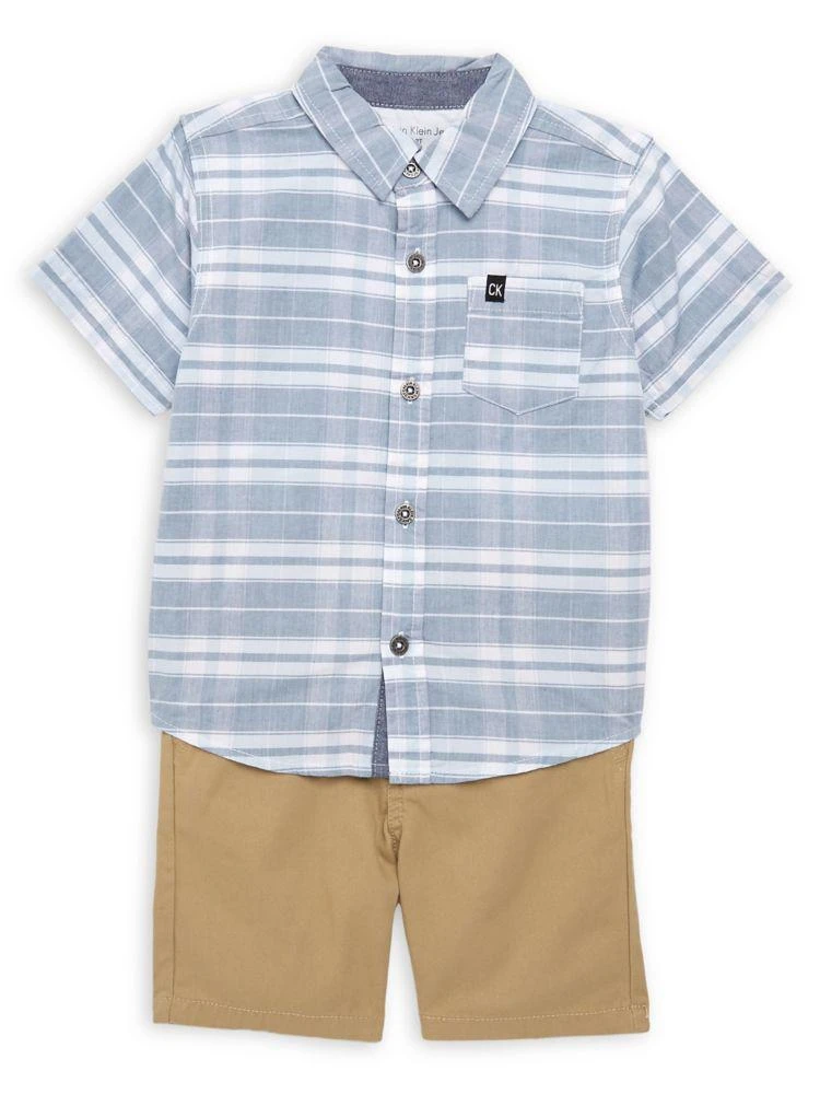 商品Calvin Klein|Little Boy's 2-Piece Plaid Shirt &amp; Shorts Set,价格¥109,第1张图片