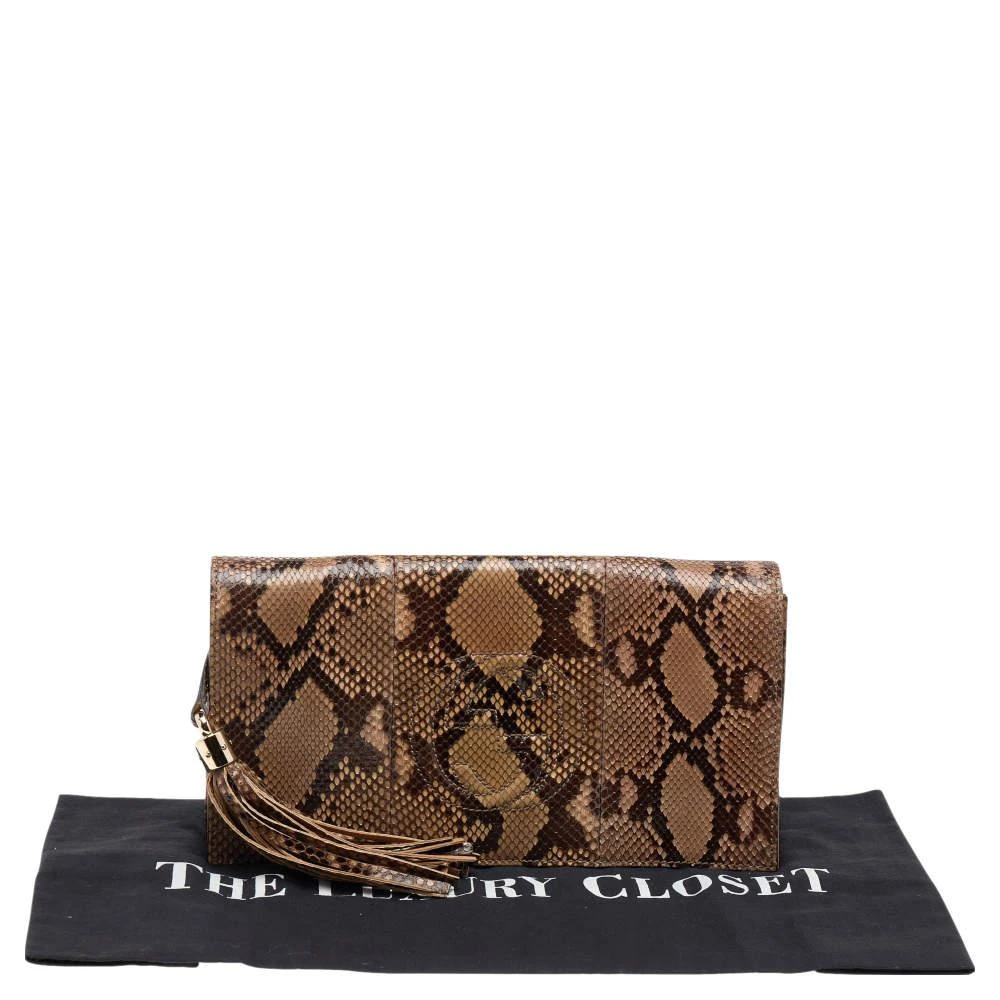 Gucci Beige/Brown Python Tassel Soho Clutch 商品