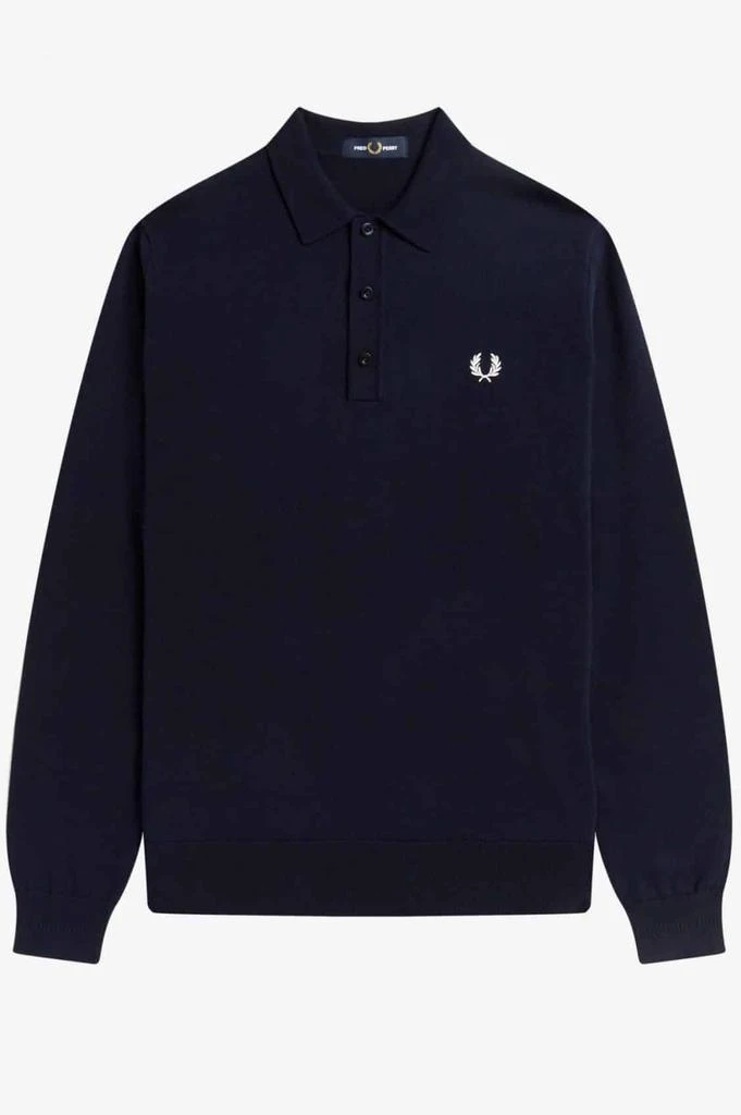 商品Fred Perry|Fred Perry K4535 - Long Sleeve Knitted Shirt in Navy,价格¥1441,第1张图片