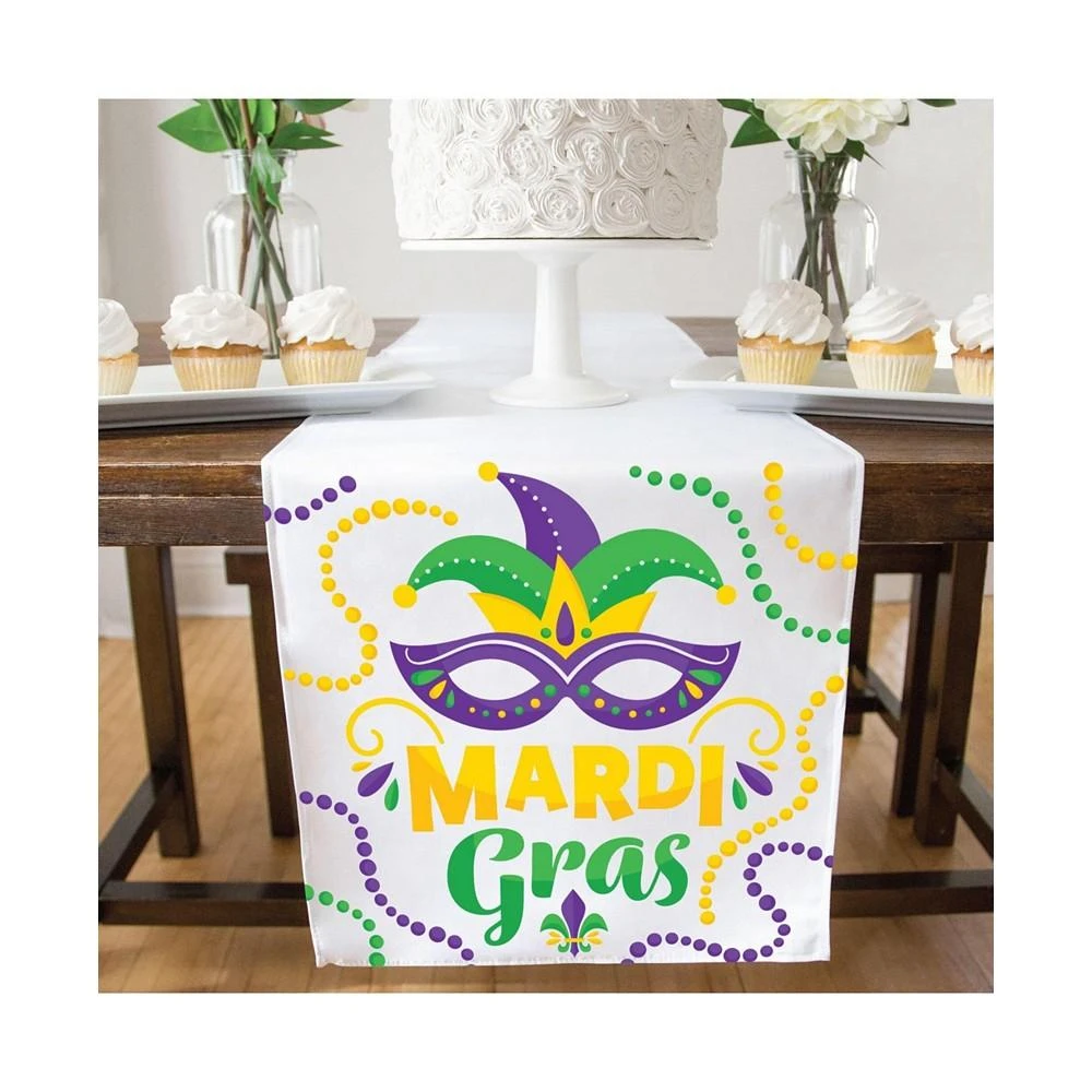 商品Big Dot of Happiness|Colorful Mardi Gras Mask - Masquerade Party Dining Tabletop Decor - Cloth Table Runner - 13 x 70 inches,价格¥201,第3张图片详细描述