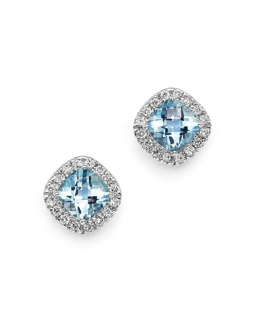 商品Bloomingdale's|Aquamarine Cushion Cut and Diamond Stud Earrings in 14K White Gold - Exclusive,价格¥14370,第1张图片