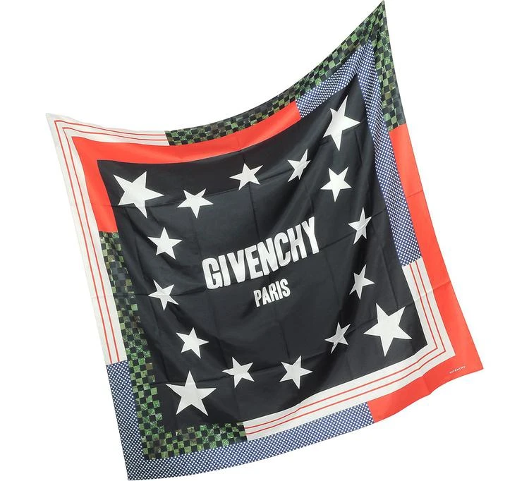 商品Givenchy|Patchwork and Signature 纯棉&丝绸印花方巾,价格¥1914,第2张图片详细描述