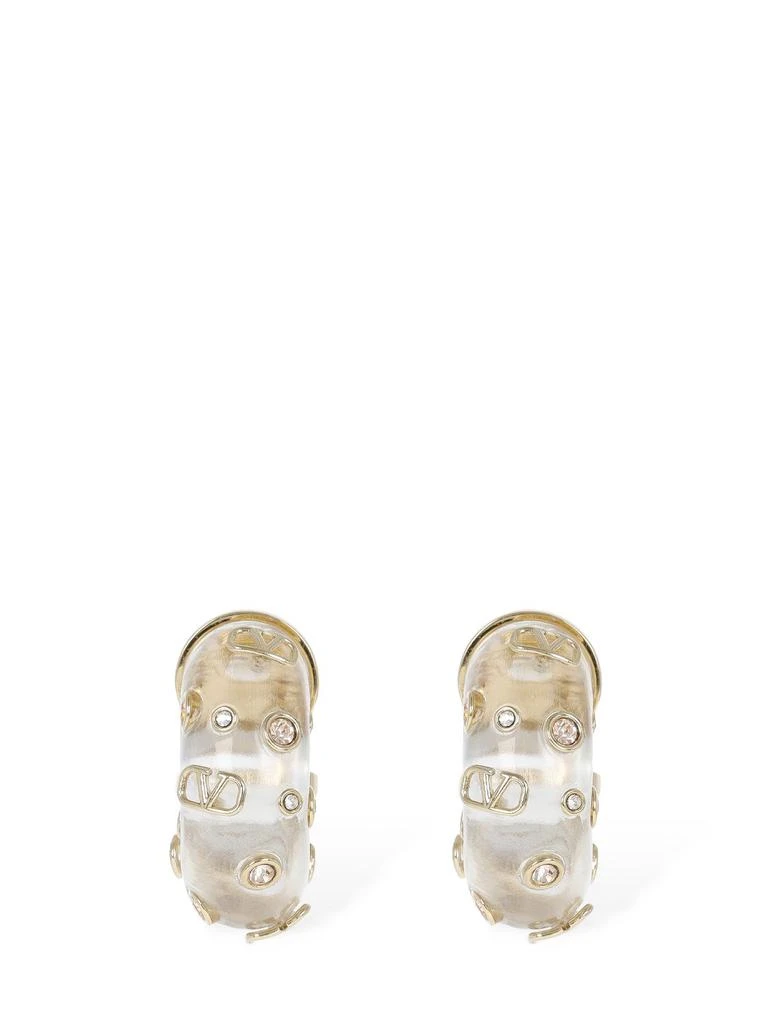 商品Valentino|V Logo & Crystal Plexi Hoop Earrings,价格¥7663,第1张图片