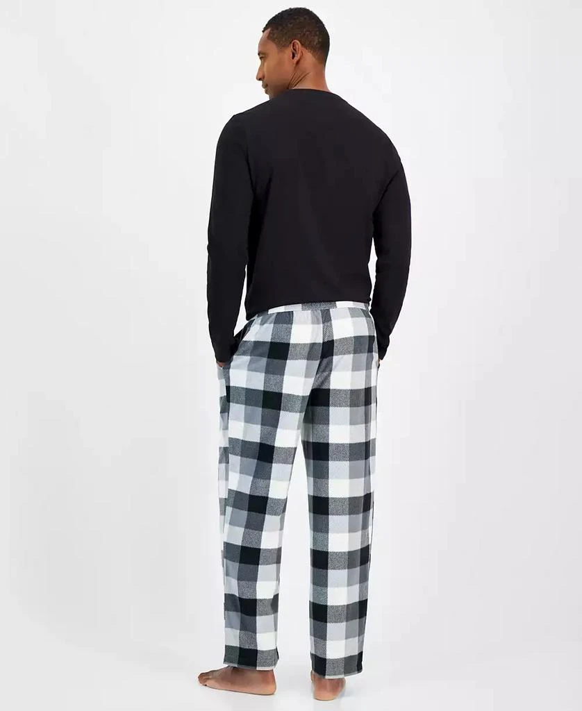 商品Club Room|Men's Fleece Long-Sleeve T-Shirt & Plaid Pajama Pant Set, Created for Macy's,价格¥150,第2张图片详细描述