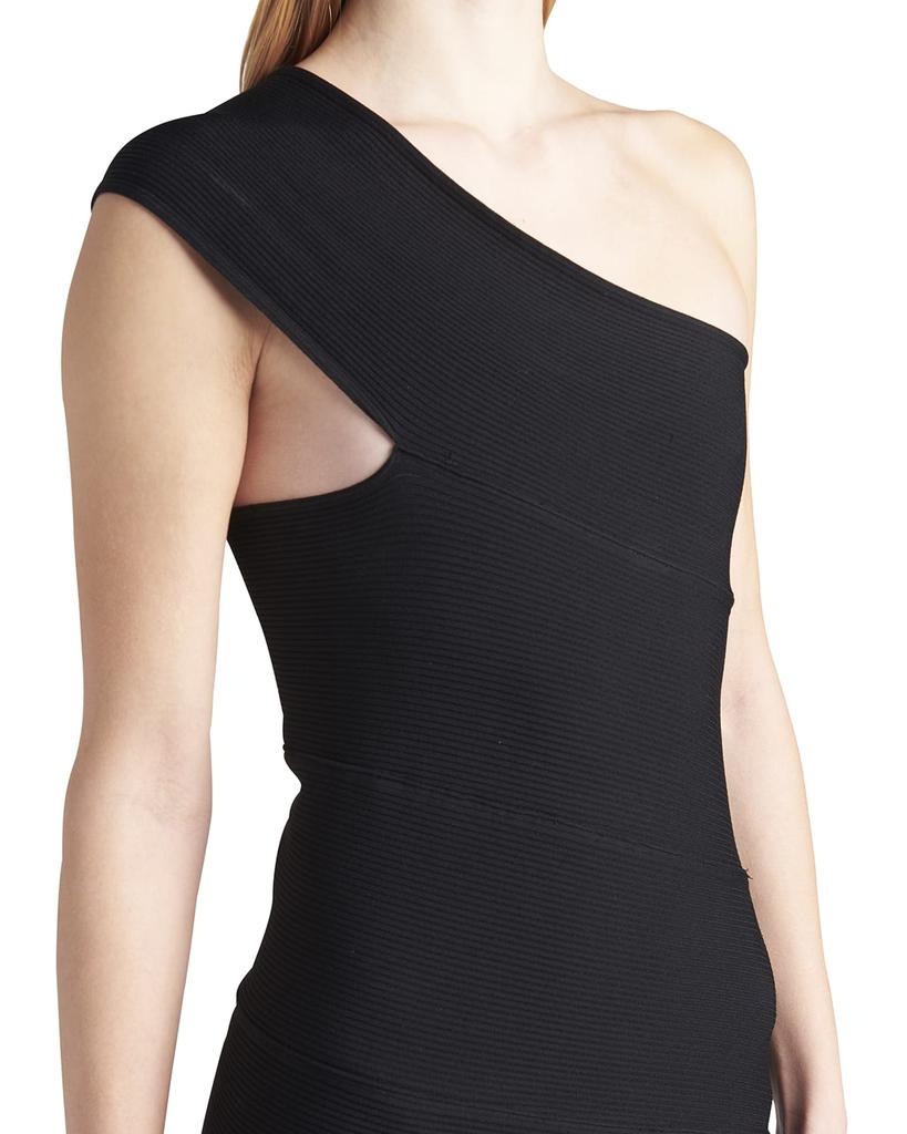 One-Shoulder Rib Spiral Bandage Mini Dress商品第5张图片规格展示