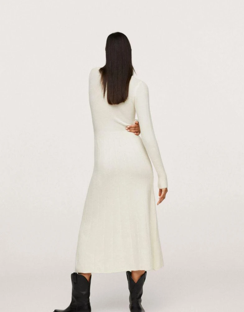 商品Mango|Mango vutton detail knitted midi dress in white,价格¥272,第4张图片详细描述