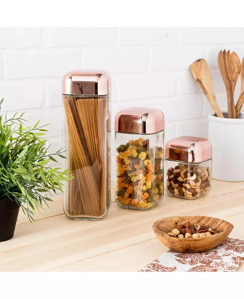 商品Honey Can Do|3-Pc. Glass & Copper Canister Set,价格¥433,第3张图片详细描述