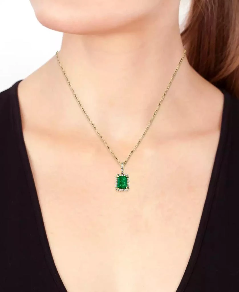 商品Effy|Brasilica by EFFY® Emerald (1-3/8 ct. t.w.) and Diamond (1/4 ct. t.w.) Pendant Necklace in 14k Gold or 14k White Gold, Created for Macy's,价格¥24415,第4张图片详细描述