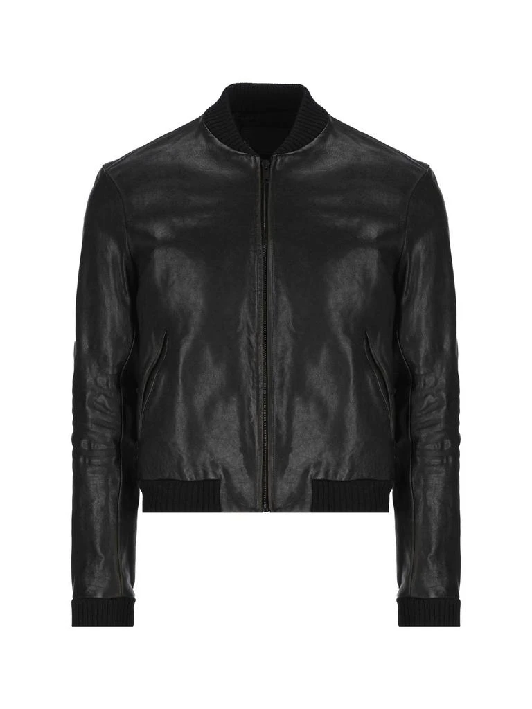 商品Prada|Prada Long-Sleeved Zipped Leather Bomber Jacket,价格¥37137,第1张图片