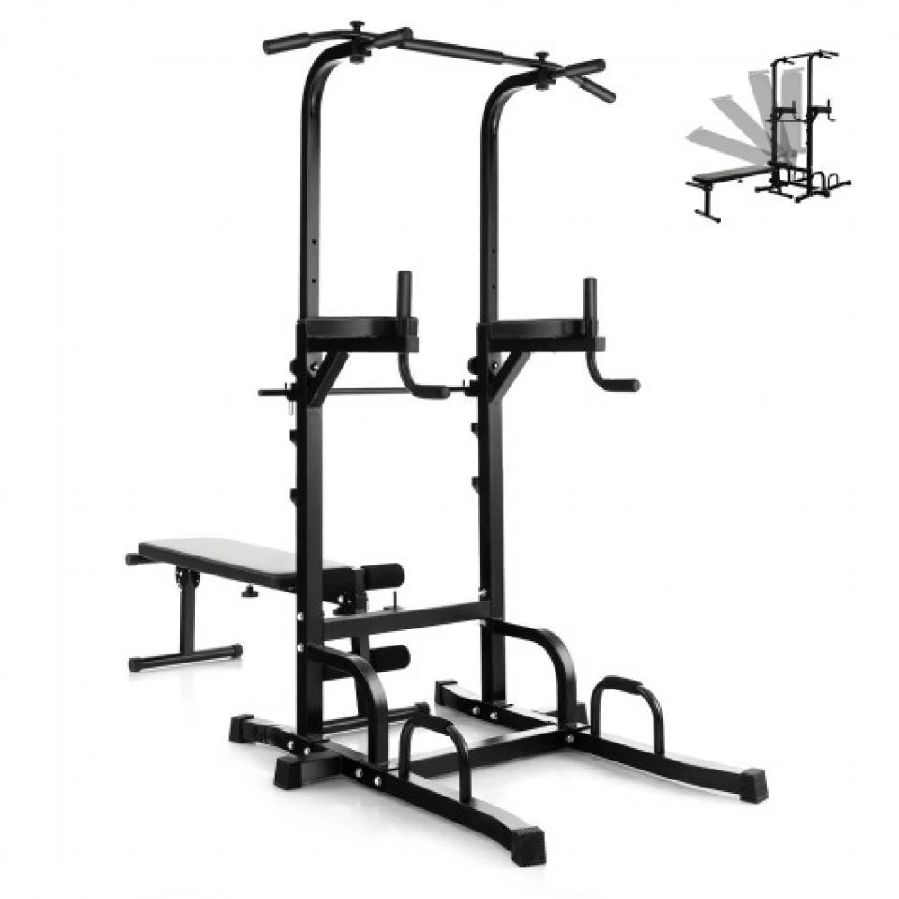 商品Hivvago|Power Tower Pull Up Bar Stand with Adjustable Heights and Bench,价格¥2051,第2张图片详细描述