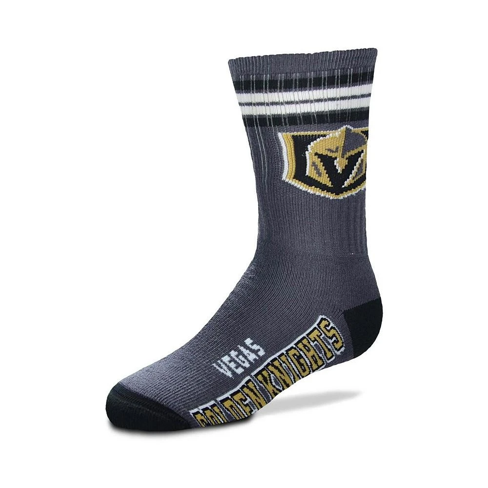 商品For Bare Feet|Boys and Girls Youth Vegas Golden Knights 4-Stripe Deuce Crew Socks,价格¥112,第1张图片