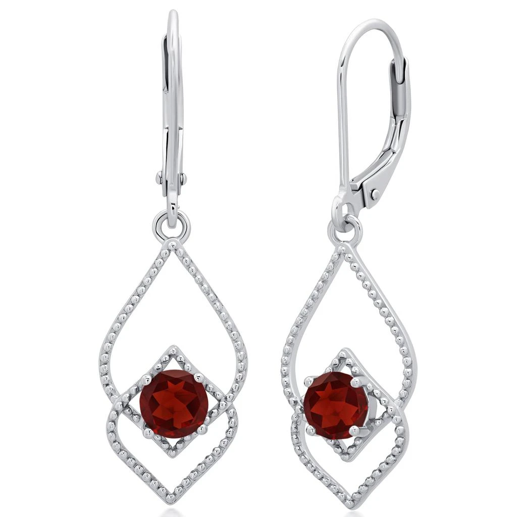 Sterling Silver Genuine or Created 5mm Gemstone Dangle Leverback Earrings 商品