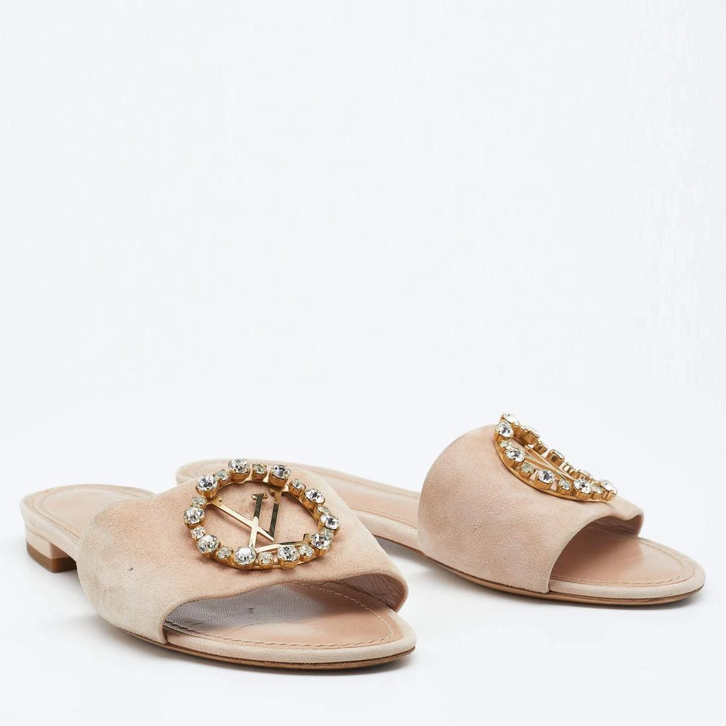 商品[二手商品] Louis Vuitton|Louis Vuitton Blush Pink Suede Crystal Madeleine Flat Mules Size 37,价格¥1941,第4张图片详细描述