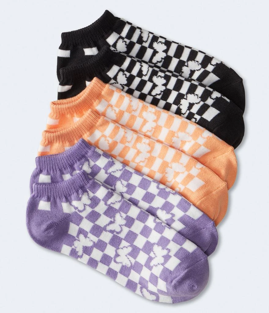 商品Aeropostale|Aeropostale Checkered Butterfly Ankle Sock 3-Pack,价格¥45,第1张图片