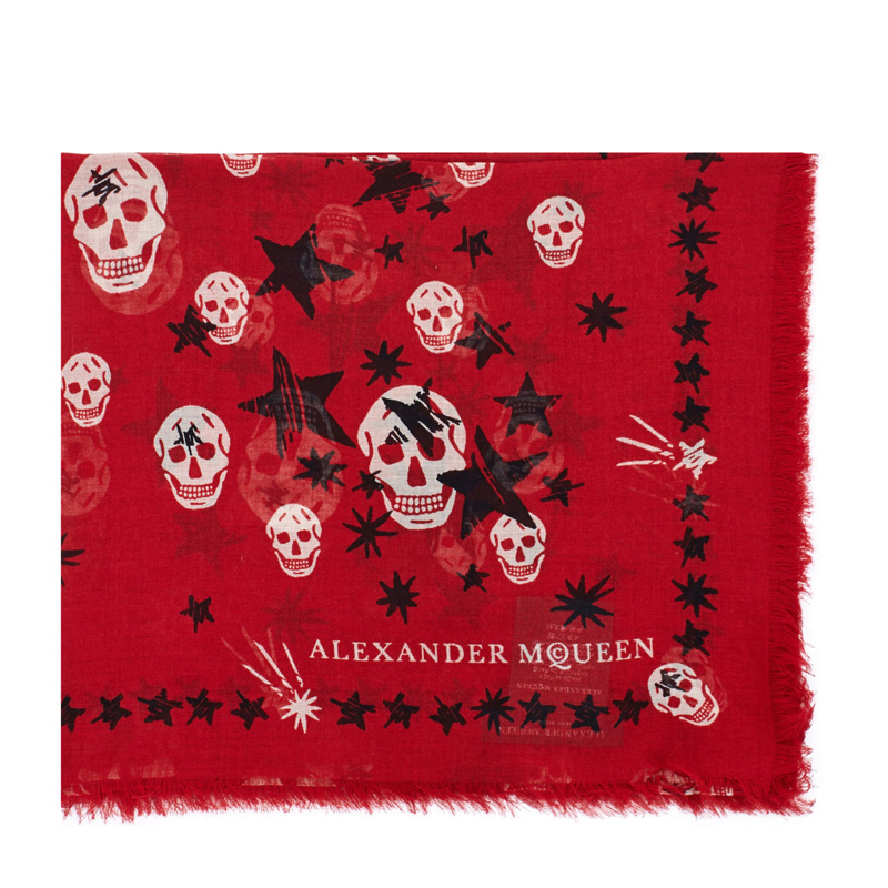 Alexander McQueen 亚历山大·麦昆 女士红色骷髅头围巾 491351-3881Q-6472商品第3张图片规格展示