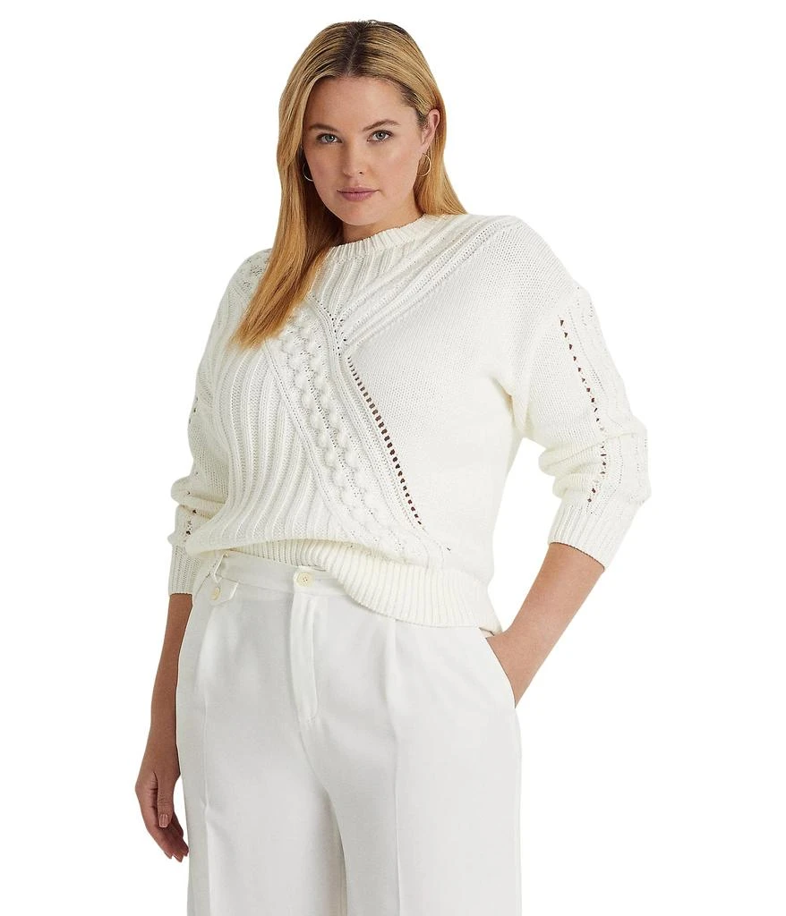 商品Ralph Lauren|Plus Size Cotton-Blend Crew Neck Sweater,价格¥1093,第1张图片