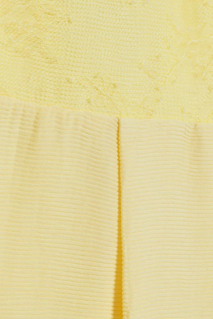 商品Sandro|Flared pleated lace and plissé-woven mini dress,价格¥1191,第6张图片详细描述