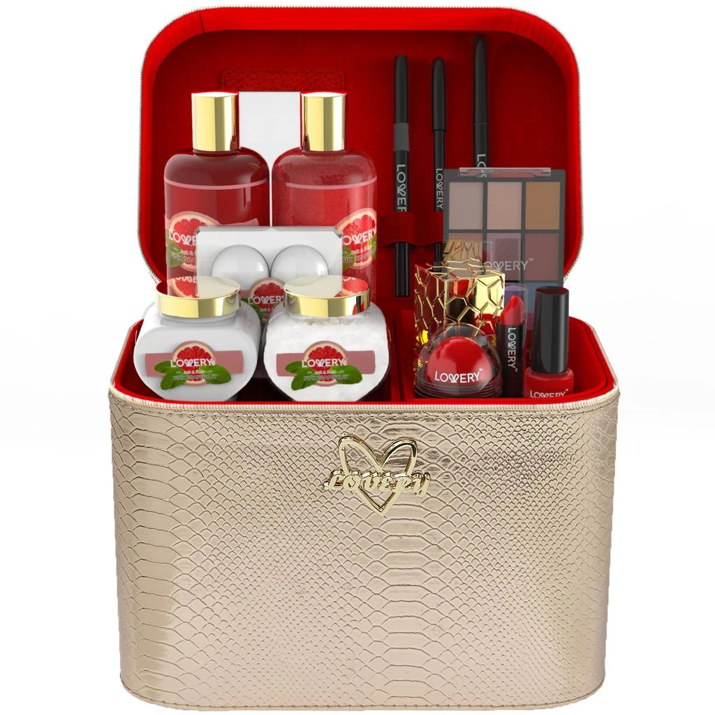 商品Lovery|Pink Grapefruit Deluxe Spa and Makeup 30-Piece Set,价格¥756,第1张图片