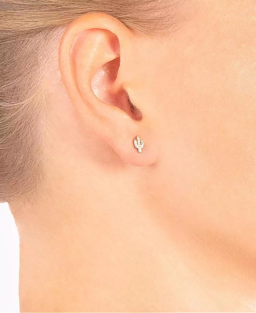 商品Giani Bernini|Cubic Zirconia (0.24 ct.t.w) Cactus Stud Earrings in 18K Gold Plated over Sterling Silver,价格¥132,第2张图片详细描述