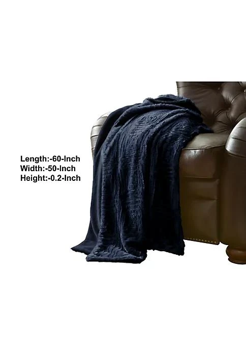 商品Duna Range|Range Treviso Faux Fur Throw With Fret Pattern The Urban Port Blue,价格¥260,第2张图片详细描述