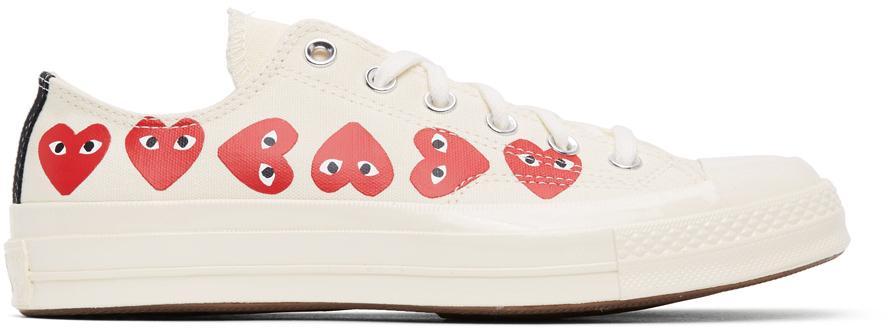 商品Comme des Garcons|Off-White Converse Edition Multiple Hearts Chuck 70 Low Sneakers,价格¥1170,第1张图片