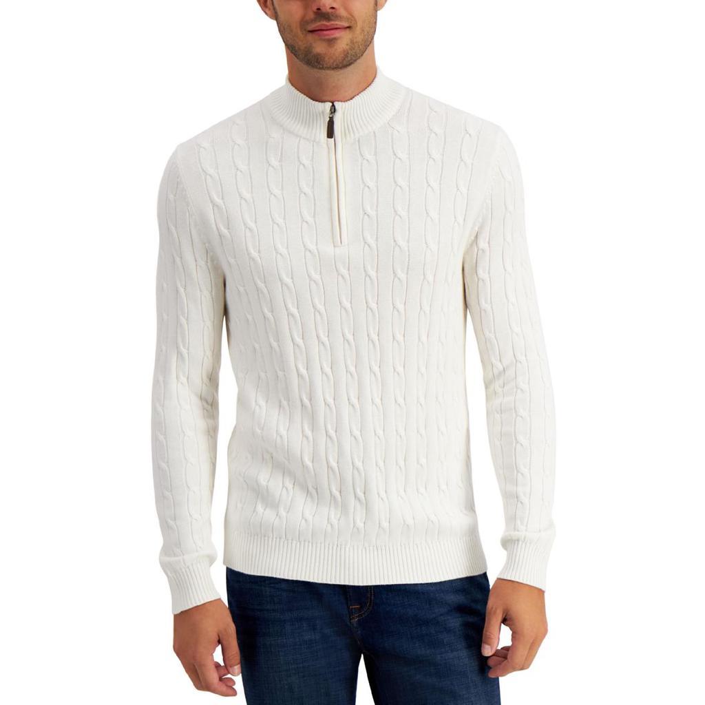 商品Club Room|Club Room Mens Cotton 1/4-Zip Pullover Sweater,价格¥98,第1张图片