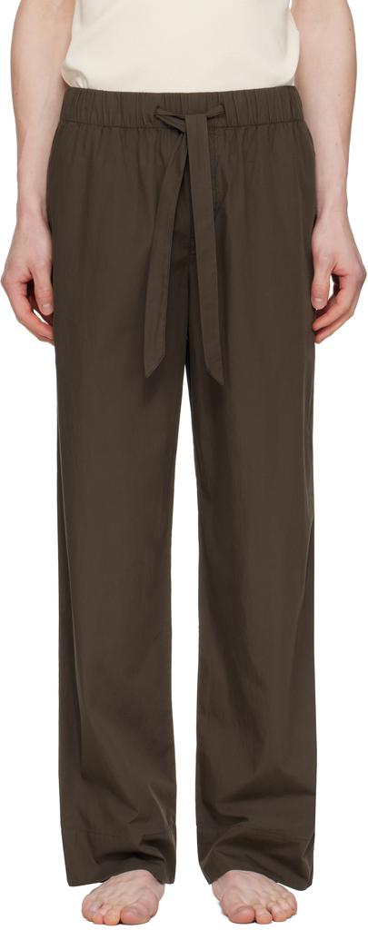 Pantalones de pijama de popelina marrón image 2