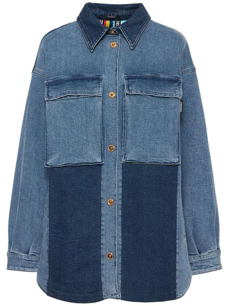 商品Versace|Oversized Patchwork Cotton Denim Shirt,价格¥9315,第1张图片