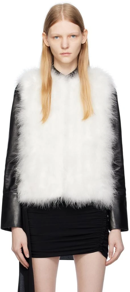 商品Yves Salomon|White Round Neck Feather Vest,价格¥2179,第1张图片