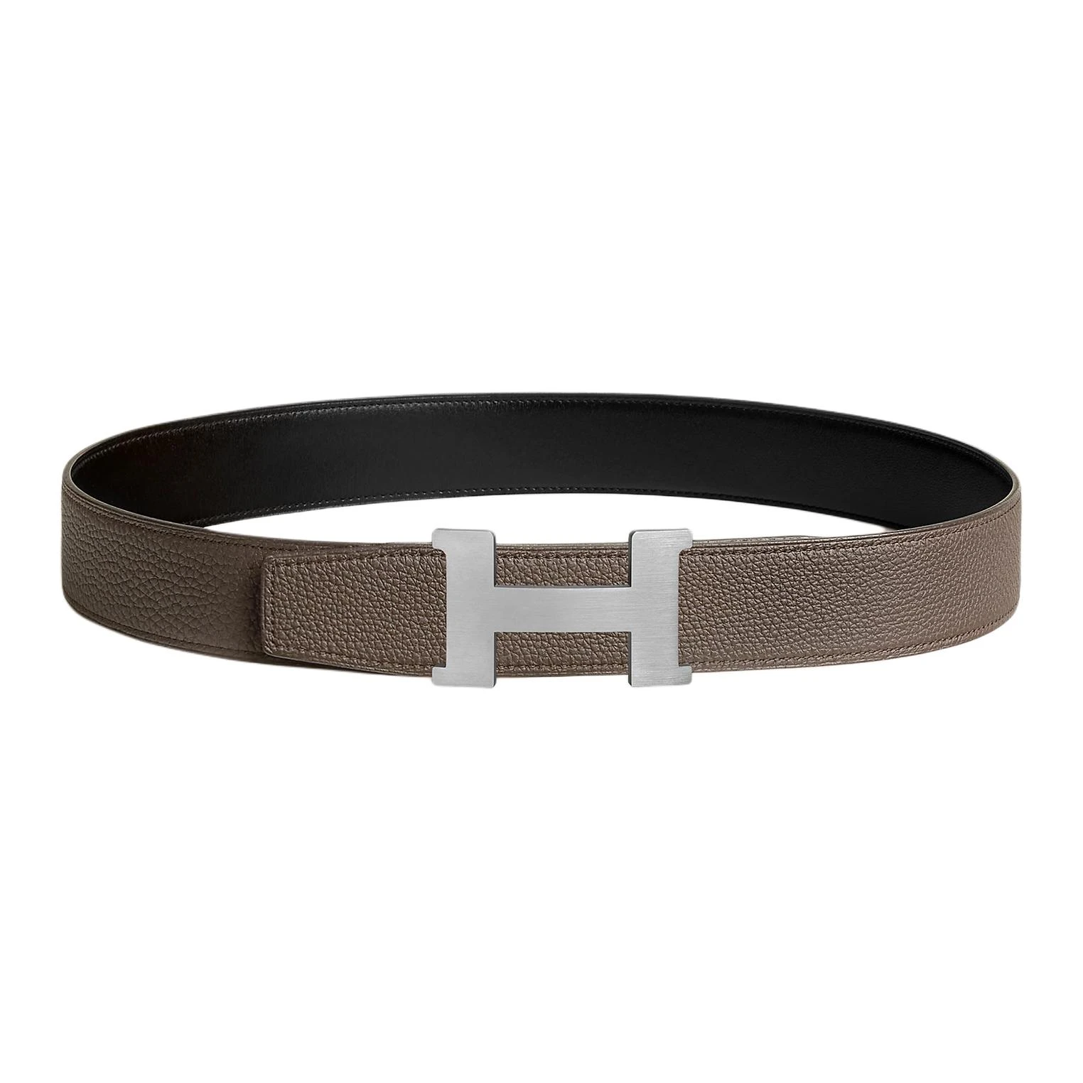 商品[国内直发] Hermes|爱马仕 双面设计 小牛皮 皮带 男款 黑色/锡器灰 宽3.8CM,价格¥9256,第3张图片详细描述