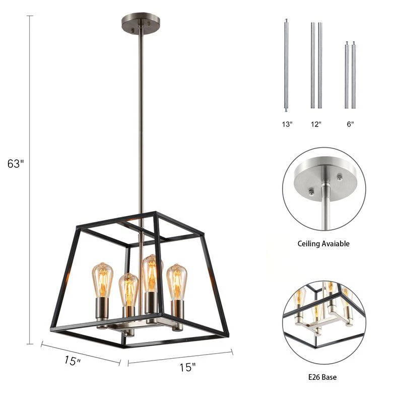 商品Defong|4 Light Pendant Lighting Ceiling Fixtures,价格¥657,第2张图片详细描述