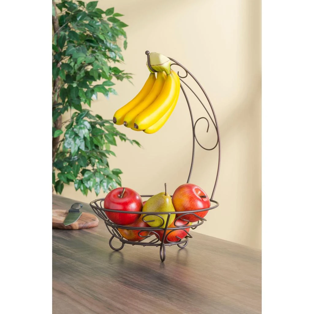 商品Home Basics|Home Basics Scroll Collection Steel Fruit Basket With Banana Tree, Bronze,价格¥198,第2张图片详细描述