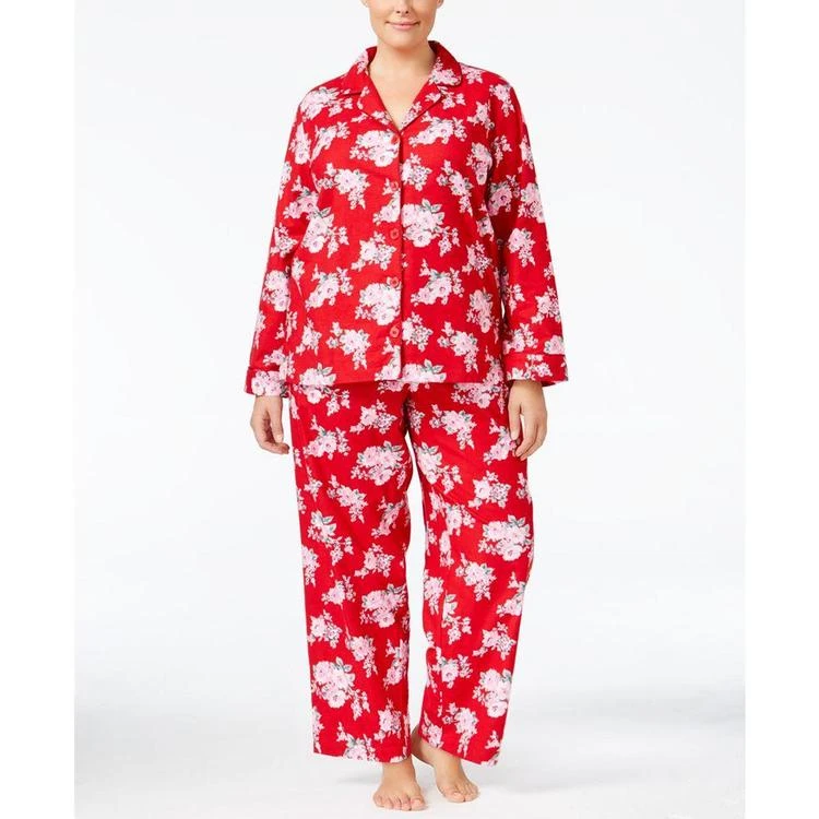 商品Charter Club|Plus Size Printed Flannel Pajama Set, Created for Macy's,价格¥153,第2张图片详细描述