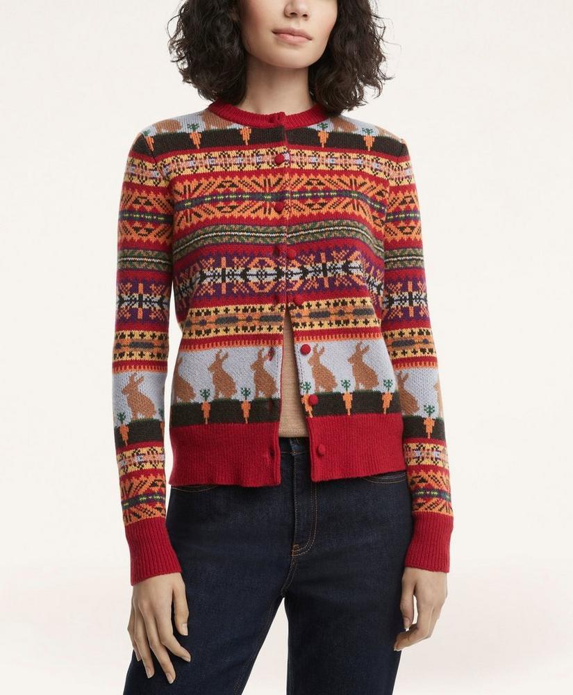 商品Brooks Brothers|Women's Lunar New Year Merino Wool Blend Jacquard Cardigan,价格¥1383,第1张图片