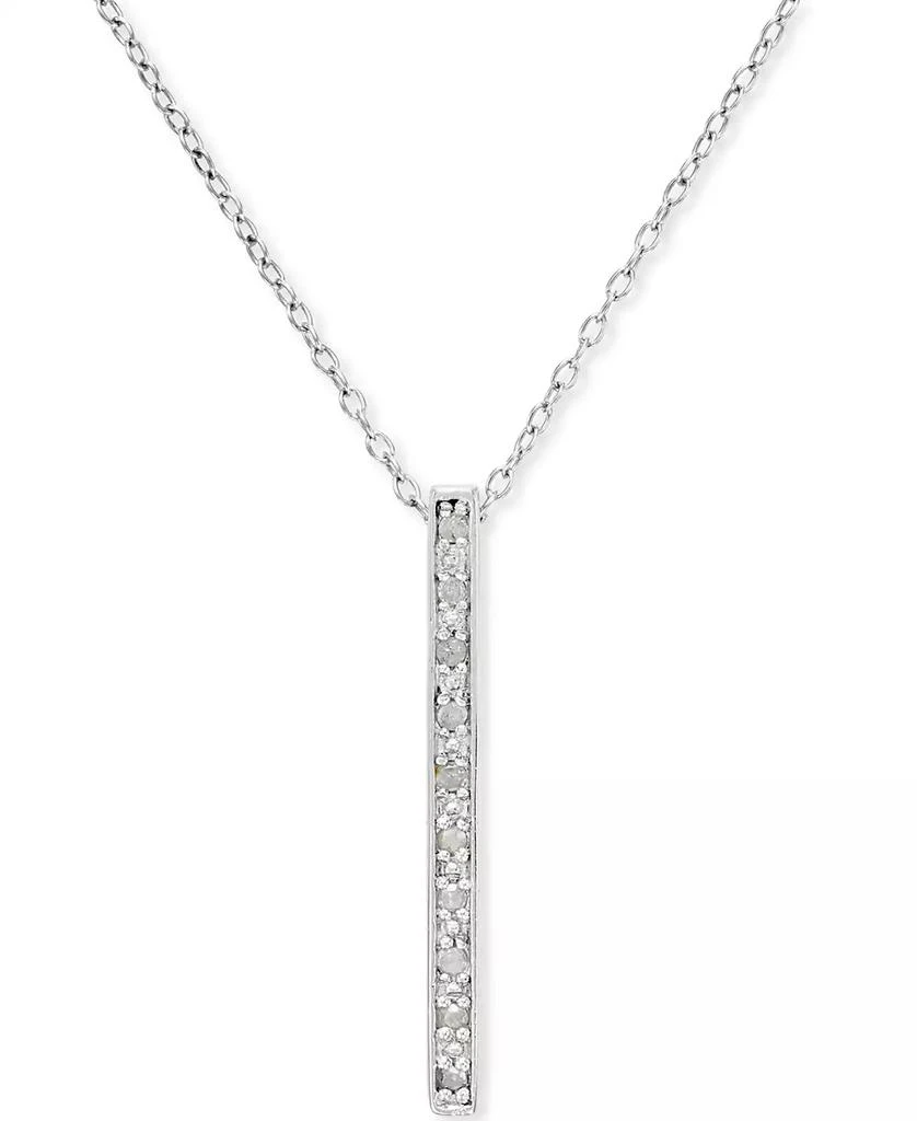 商品Macy's|Diamond Bar Pendant Necklace (1/10 ct. t.w.) in Sterling Silver,价格¥260,第1张图片