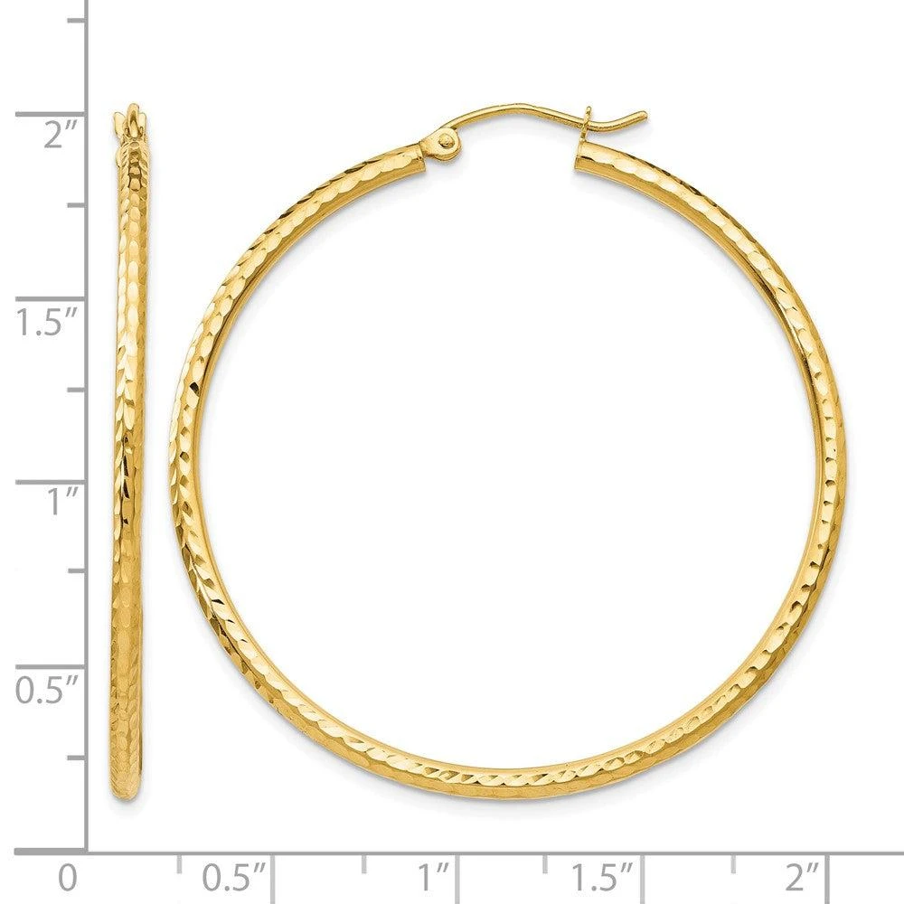 商品Diamond2Deal|14k Yellow Gold Diamond-cut 2x45mm Round Tube Hoop Earrings,价格¥5397,第4张图片详细描述