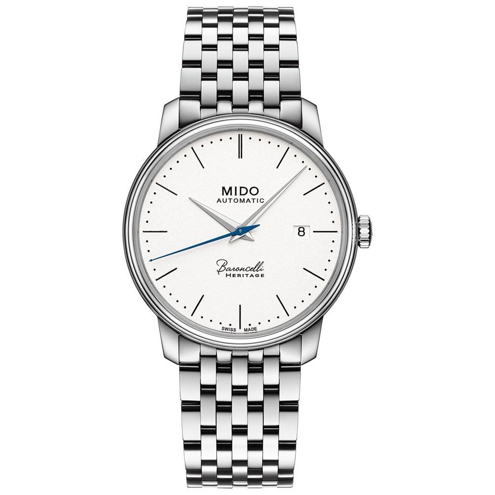 商品MIDO|Men's Swiss Automatic Baroncelli III Heritage Stainless Steel Bracelet Watch 39mm,价格¥7894,第1张图片