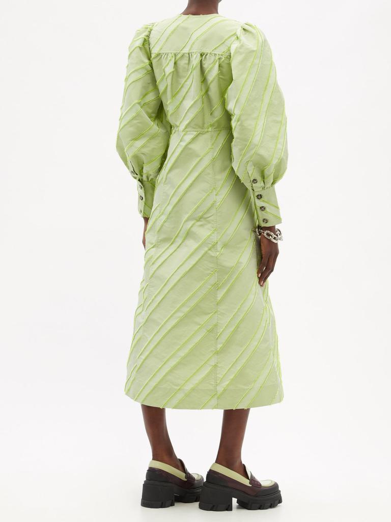 商品Ganni|Striped V-neck taffeta midi dress,价格¥775,第7张图片详细描述