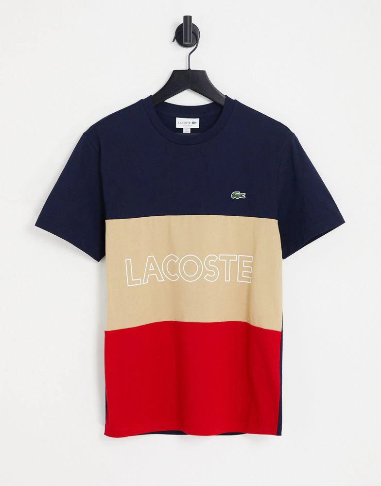 商品Lacoste|Lacoste cut and sew t-shirt in navy/red,价格¥373,第1张图片