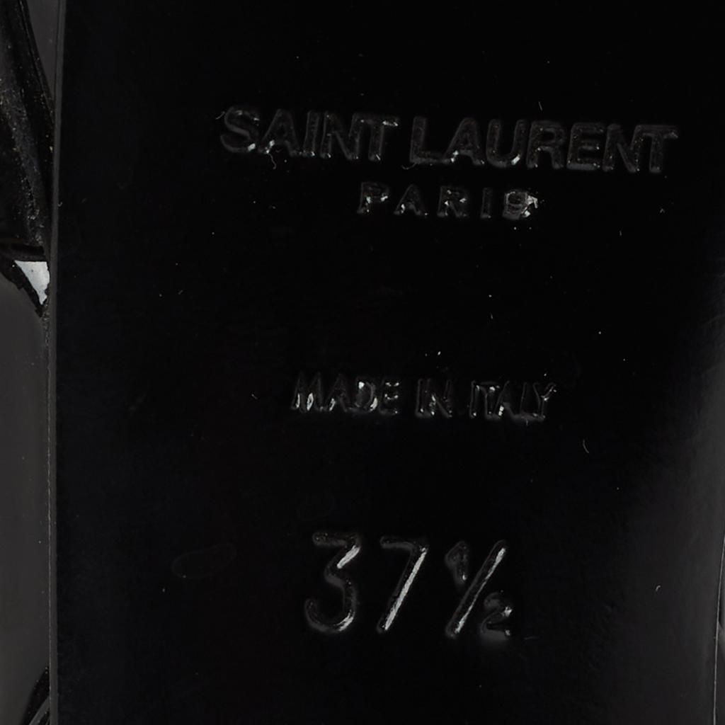 Yves Saint Laurent Black Patent Tribute Ankle Strap Sandals Size 37.5商品第8张图片规格展示