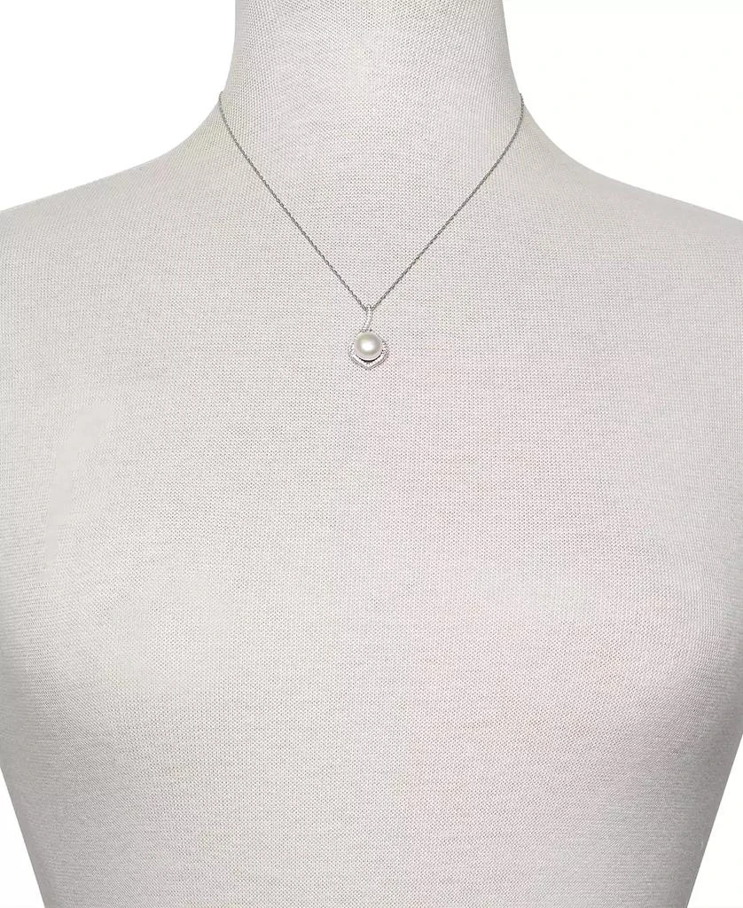 商品Belle de Mer|Cultured Freshwater Button Pearl (10mm) & Cubic Zirconia 18" Pendant Necklace in Sterling Silver,价格¥503,第2张图片详细描述