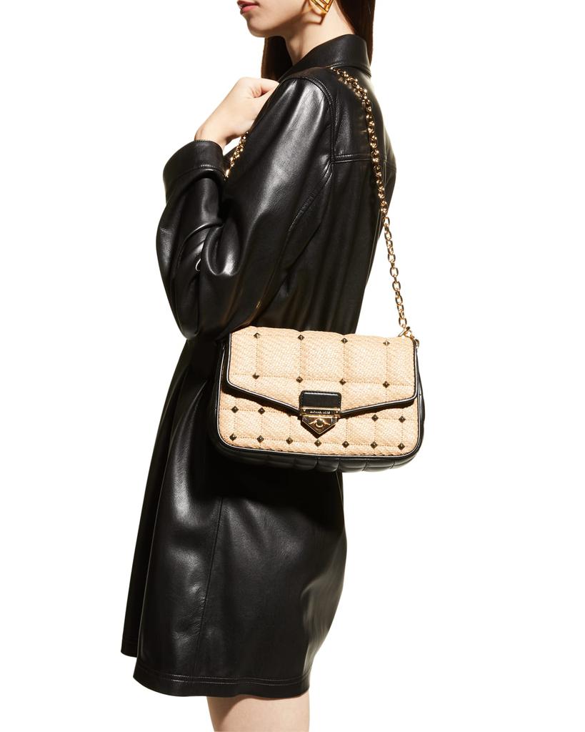 Soho Large Stud Quilted Chain Shoulder Bag商品第2张图片规格展示