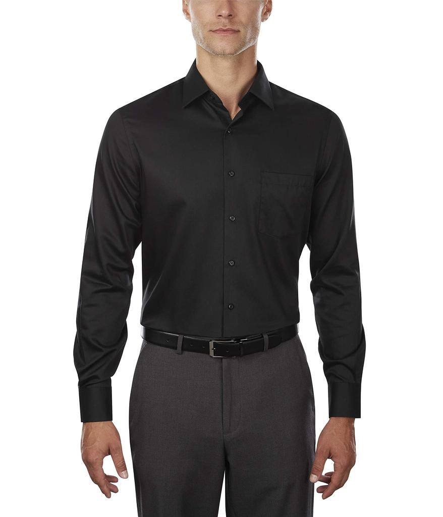 Men's Dress Shirts Fitted Lux Sateen Stretch Solid Spread Collar商品第2张图片规格展示