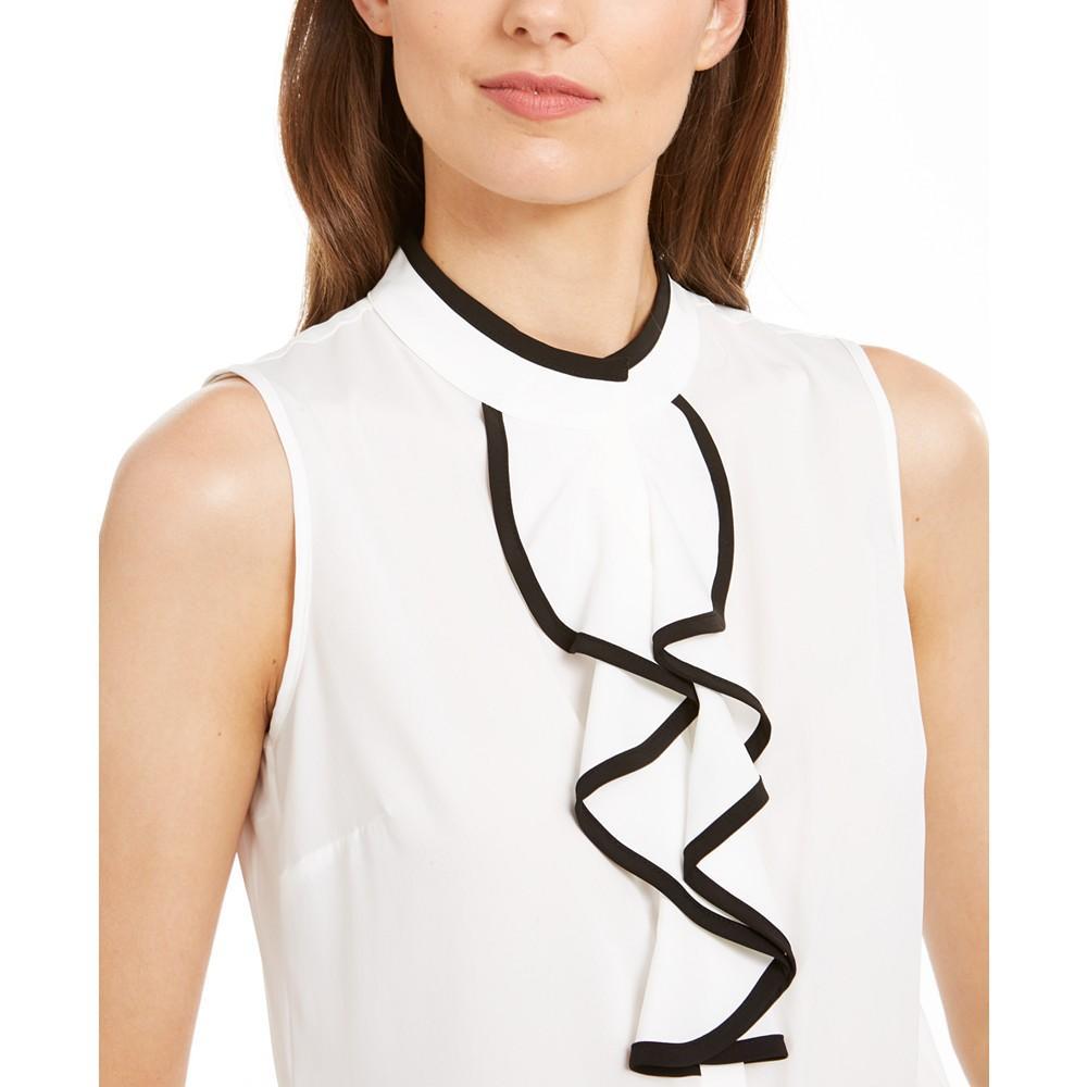 商品Calvin Klein|Sleeveless Ruffle Front Blouse,价格¥508,第5张图片详细描述